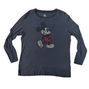 Disney Parks Mickey Mouse Rhinestone Long Sleeve Top Women’s Sz XL